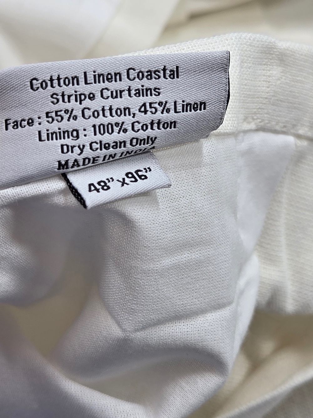 NWT QUINCE Set Of 2 48x96 Coastal Stripe Linen Cotton Curtains Blue/Ivory 8656 - Picture 10 of 12